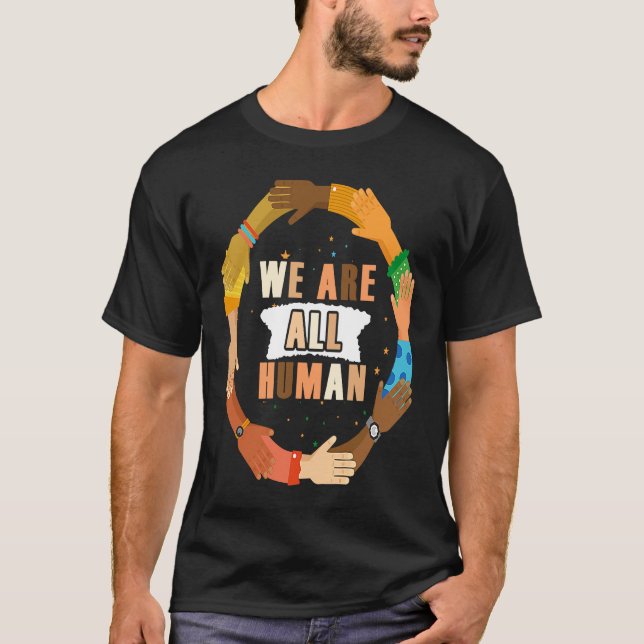Camiseta Black History Month  We Are All Human Women Men Ki (Frente)