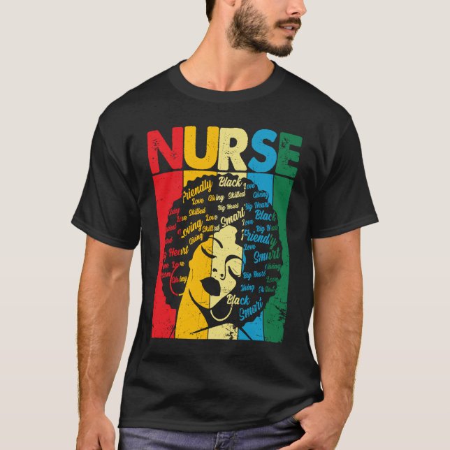 Camiseta Black History Nurse African American Pride Afro Wo (Frente)