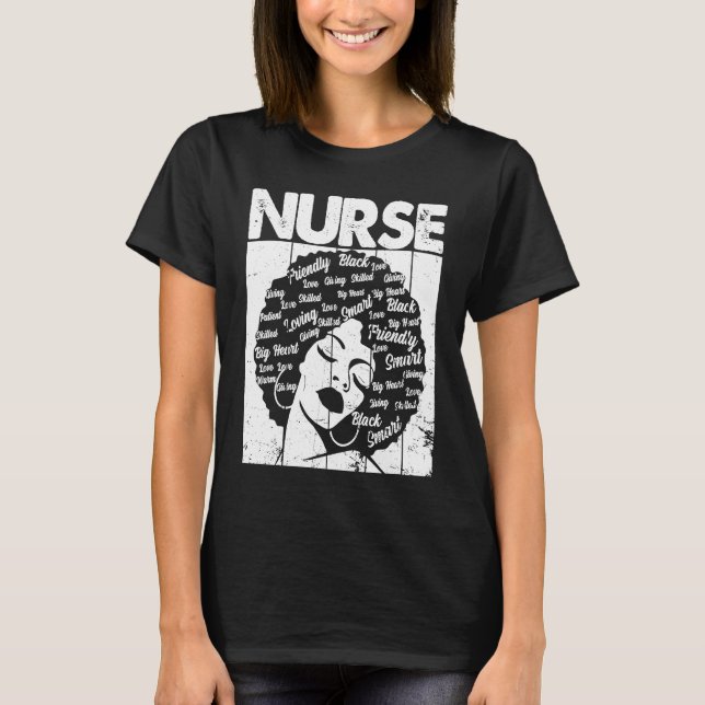 Camiseta Black History Nurse African American Pride Afro Wo (Frente)