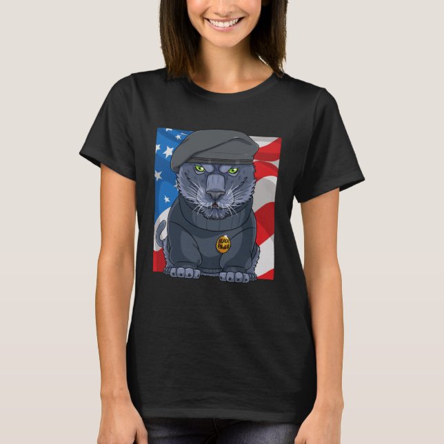 Camiseta Black History Panther Party Patriotic African Amer (Frente)