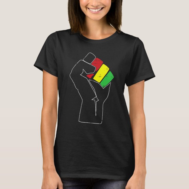 Camiseta Black History Power Fist Africa Flag African Ameri (Frente)