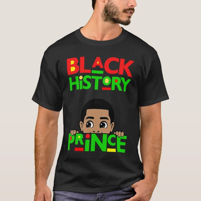 Camiseta Black History Prince Melanin Boy Son Bruh Brown Sk (Frente)