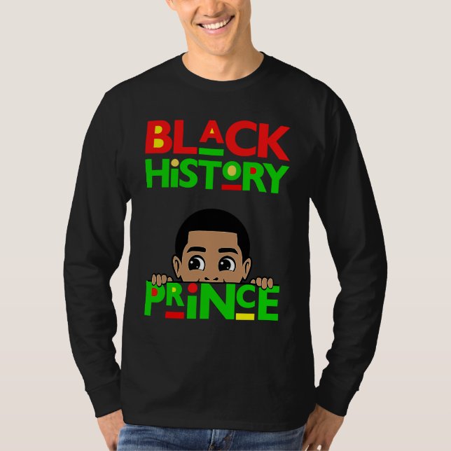 Camiseta Black History Prince Melanin Boy Son Bruh Brown Sk (Frente)