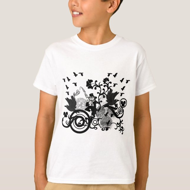 Camiseta Black Irish Swirls and Leprechauns (Frente)