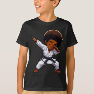 Camiseta Black Kid Karate Engraçado Dabbing Afro Black Belt