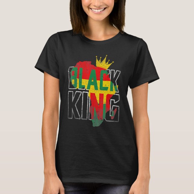 Camiseta Black King Africa Map Black History Month Africa P (Frente)