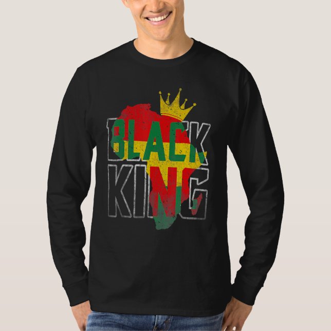 Camiseta Black King Africa Map Black History Month Africa P (Frente)