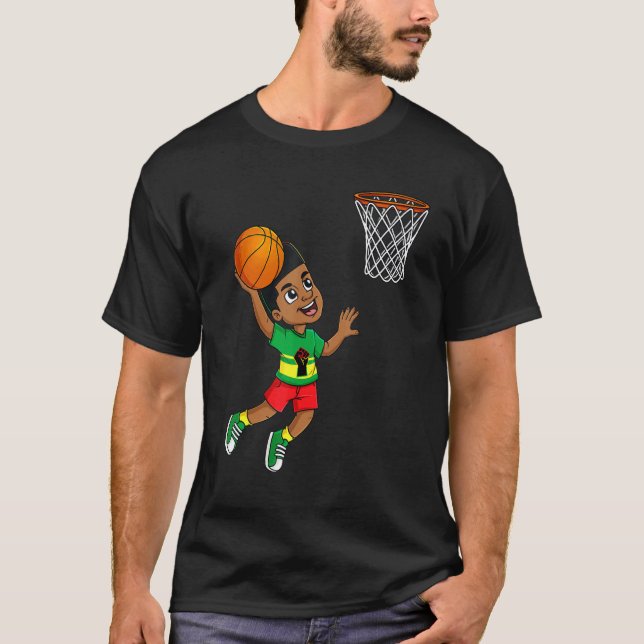 Camiseta Black King Dunking A Basball Brown Skin Boys Ki (Frente)