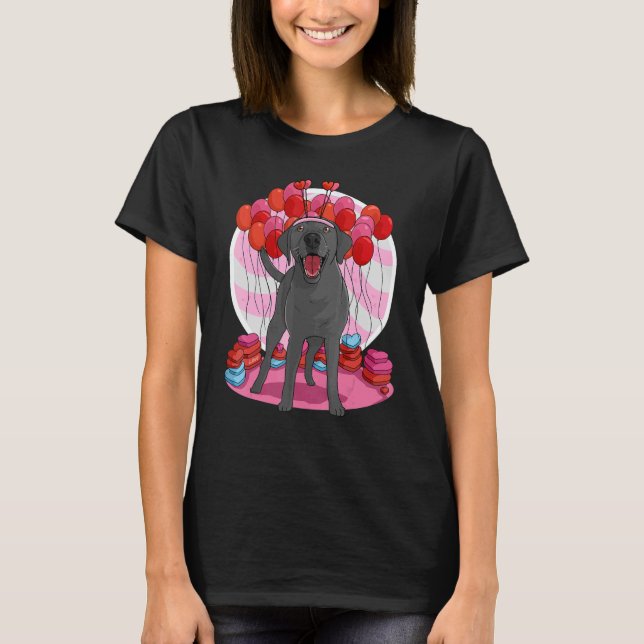 Camiseta Black Lab Cute Labrador Retriever Heart Valentine  (Frente)