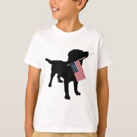 Black Lab Dog Holding 4 de julho Patriótico EUA Fl