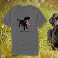 Black Lab Dog holding USA Flag, 4 de julho