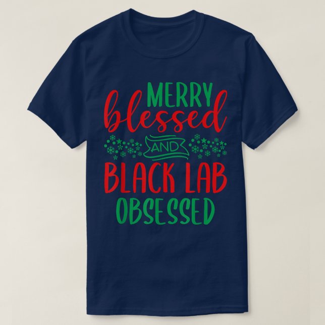 Camiseta Black Lab Feliz Natal Labrador Retriever (Frente do Design)