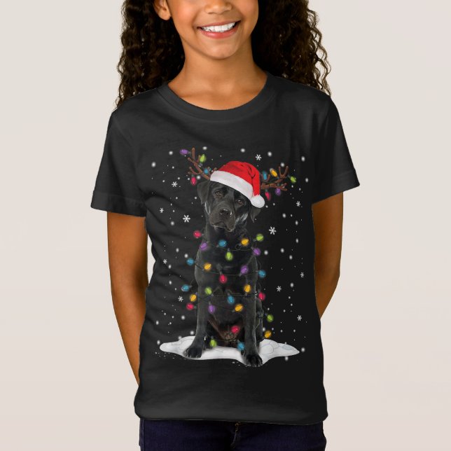 Camiseta Black Lab Labrador Árvore de Natal Light Pajama Do (Frente)
