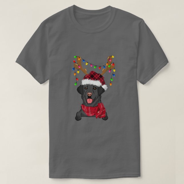 Camiseta Black Lab Labrador Árvore de Natal Light Pajama Do (Frente do Design)