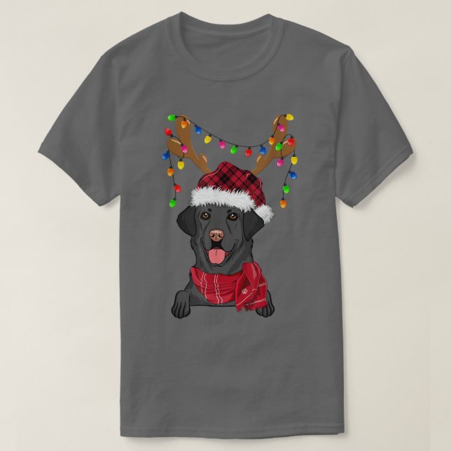 Camiseta Black Lab Labrador Árvore de Natal Light Pajama Do (Frente do Design)