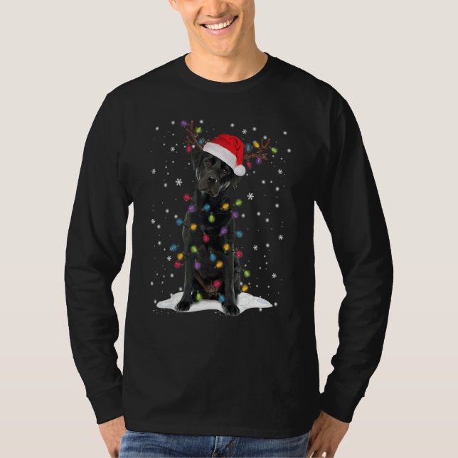 Camiseta Black Lab Labrador Árvore de Natal Light Pajama Do (Frente)