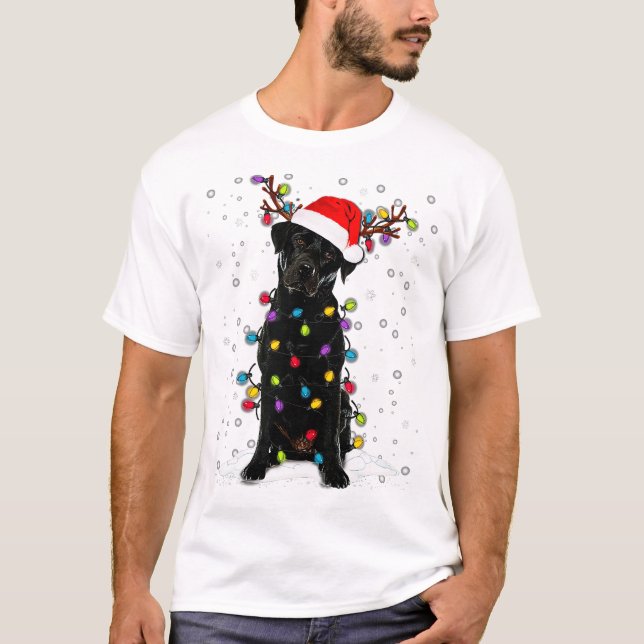 Camiseta Black Lab Labrador Árvore de Natal Light Pajama Do (Frente)
