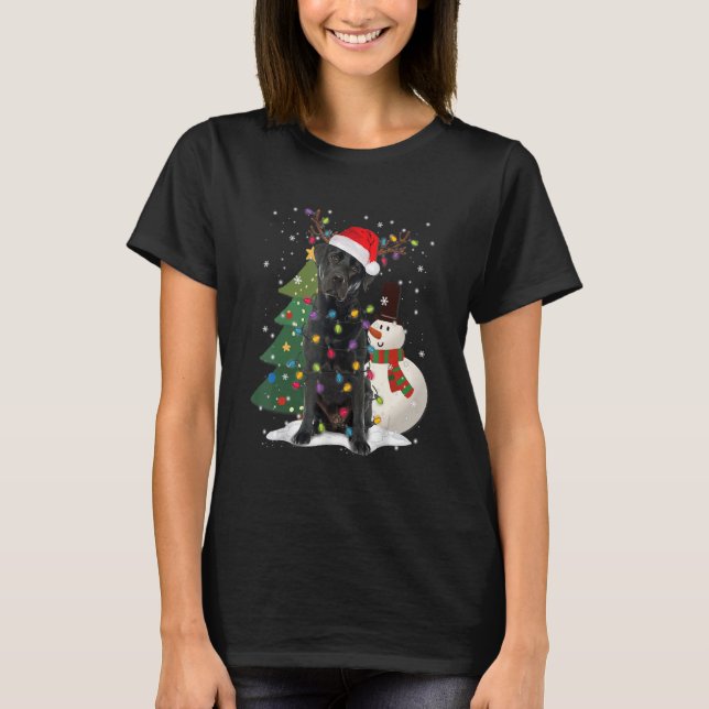 Camiseta Black Lab Labrador Árvore de Natal Light Pajama Do (Frente)