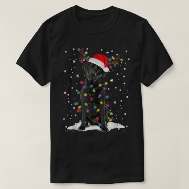 Camiseta Black Lab Labrador Árvore de Natal Light Pajama Do (Frente do Design)