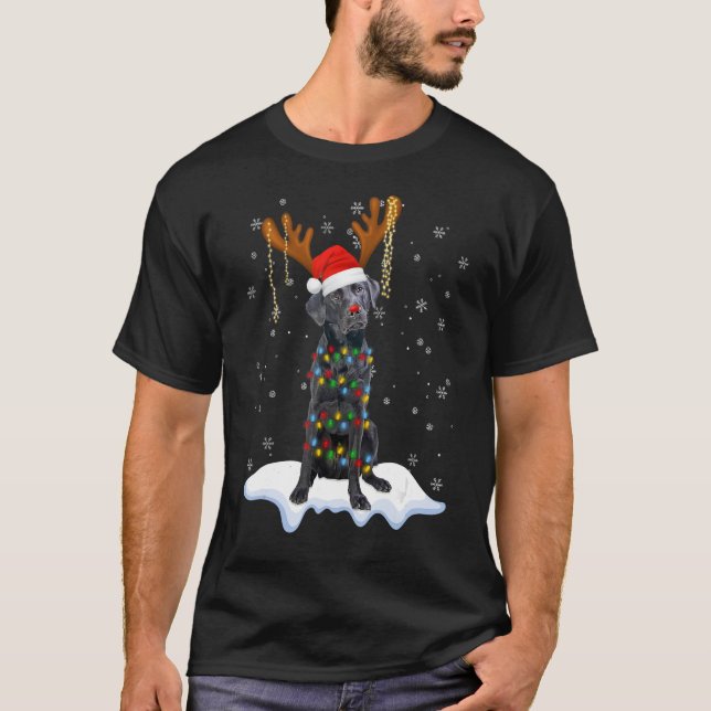 Camiseta Black Lab Labrador Árvore de Natal Light Pajama Do (Frente)