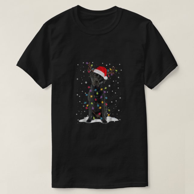 Camiseta Black Lab Labrador Árvore de Natal Light Pajama Do (Frente do Design)
