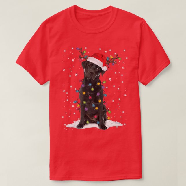 Camiseta Black Lab Labrador Árvore de Natal Light Pajama Do (Frente do Design)