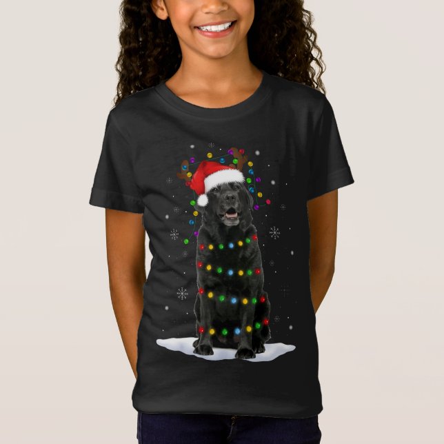 Camiseta Black Lab Labrador Árvore de Natal Light Pajama Do (Frente)