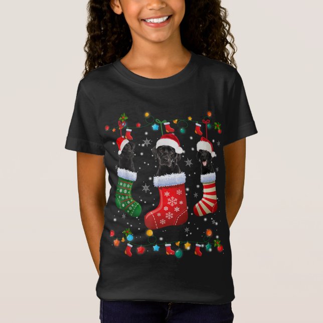 Camiseta Black Lab Labrador Meias de Natal Engraçado Xmas P (Frente)