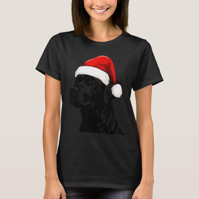 Camiseta Black Lab Labrador Santa Hat Christmas Holiday Pet (Frente)