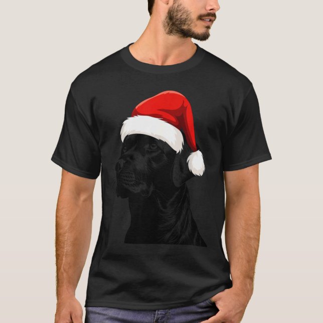 Camiseta Black Lab Labrador Santa Hat Christmas Holiday Pet (Frente)