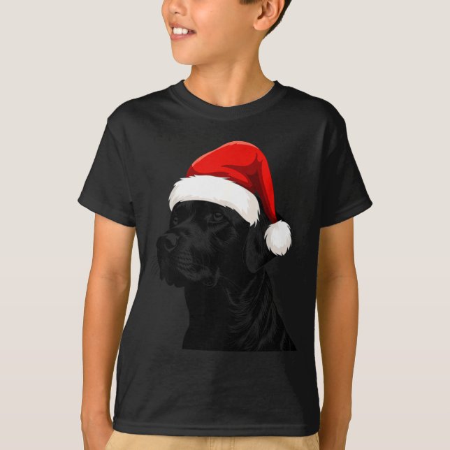 Camiseta Black Lab Labrador Santa Hat Christmas Holiday Pet (Frente)