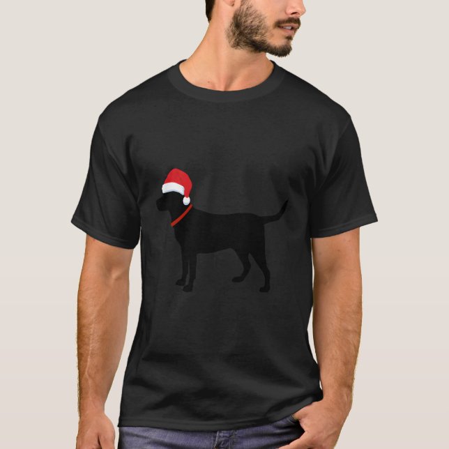 Camiseta Black Lab Santa Hat Papais noeis Labrador Presente (Frente)
