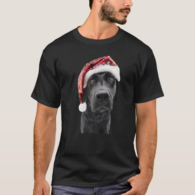 Camiseta Black Lab Santa Hate Cachorro de Natal Labrador Re (Frente)
