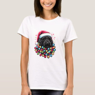 Camiseta Black Labradoodle Árvore de Natal Xmas Luz Doodal