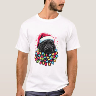 Camiseta Black Labradoodle Árvore de Natal Xmas Luz Doodal