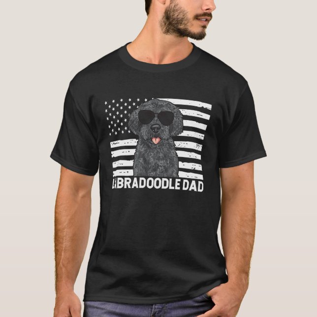 Camiseta Black Labradoodle Dog American Flag Labradoodle Da (Frente)