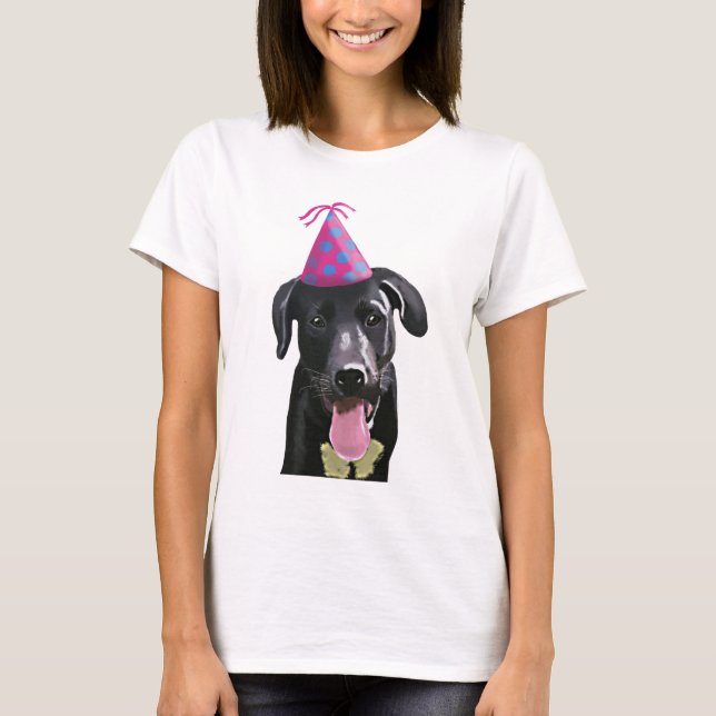 Camiseta Black Labrador com chapéu de festa (Frente)