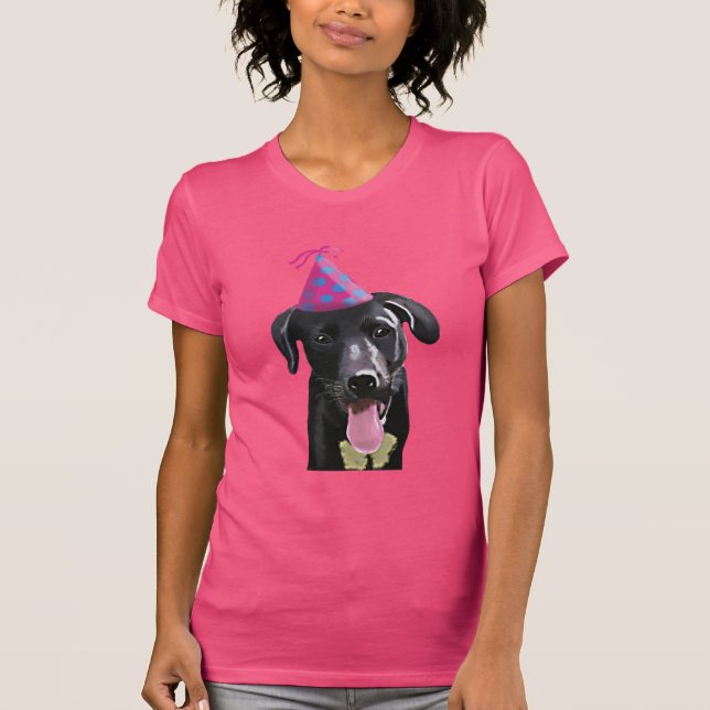 Camiseta Black Labrador com chapéu de festa (Frente)