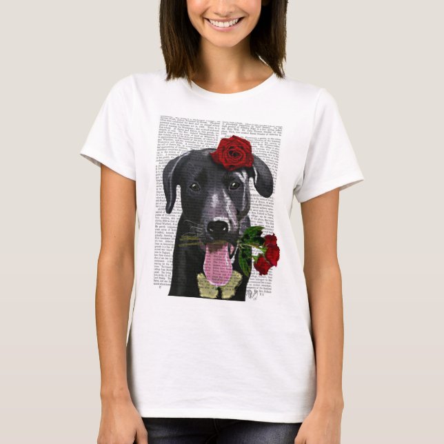 Camiseta Black Labrador com Rosas (Frente)