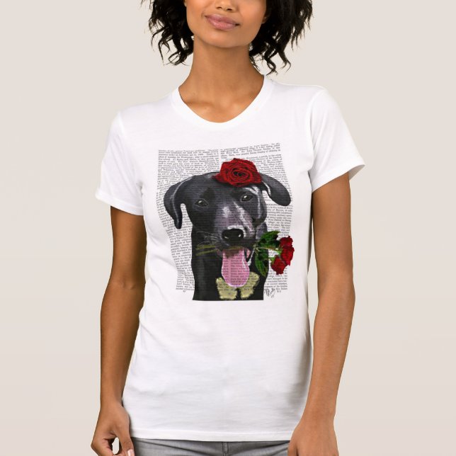 Camiseta Black Labrador com Rosas (Frente)