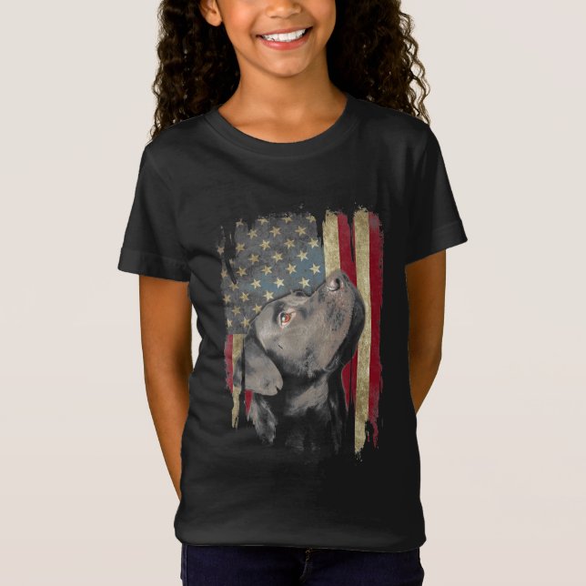 Camiseta Black Labrador Gift USA Flag Lab Owter Duck Hunter (Frente)
