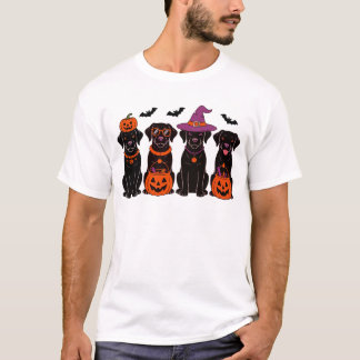 Camiseta Black Labrador Halloween Pumpkins Bats And Witch