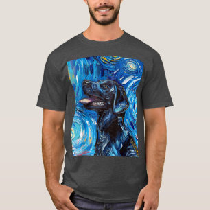 Camiseta Black Labrador Retrato Starry Night Dog Art por Aj