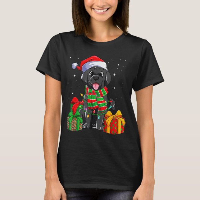 Camiseta Black Labrador Retriever Christmas Lights Xmas Lab (Frente)