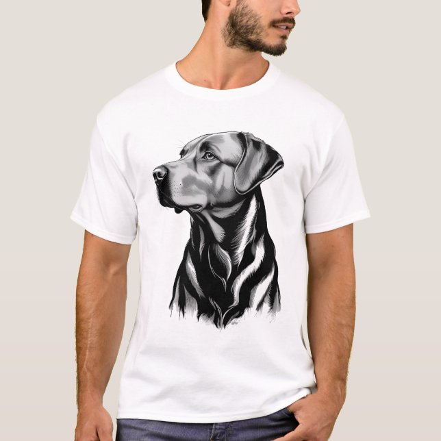 Camiseta Black Labrador Retriever Dog Sketch (Frente)