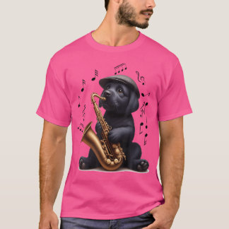 Camiseta Black Labrador Retriever Jogando Saxofone Jazz Sa