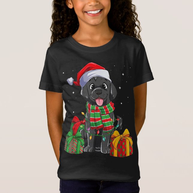 Camiseta Black Labrador Retriever Natal Lights Xmas Lab (Frente)