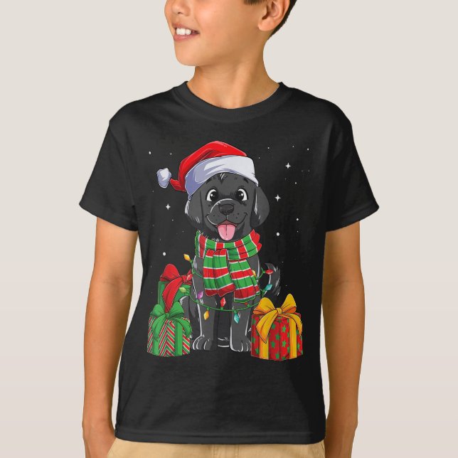 Camiseta Black Labrador Retriever Natal Lights Xmas Lab (Frente)