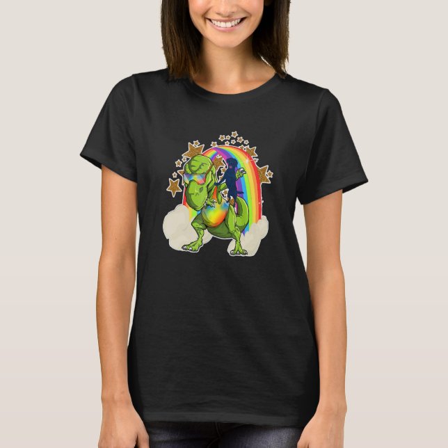 Camiseta Black Labrador Retriever Rides Dancing Rex Rainbow (Frente)