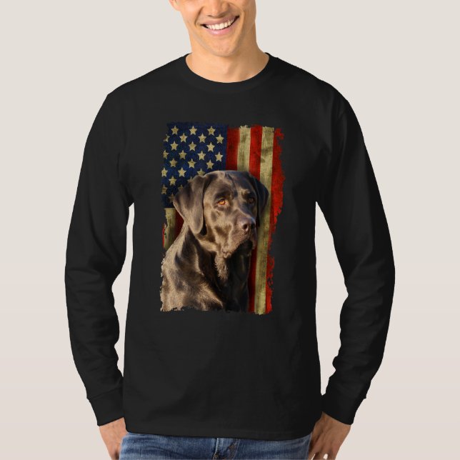Camiseta Black Labrador Retriever Usa Flag Lab (Frente)